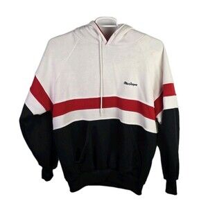 Vintage MacGregor Medium Red, White & Black Color Block Long Sleeve Hoodie